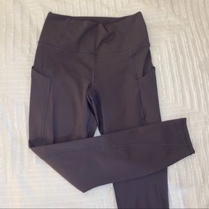 taupe / purple FABLETICS sculpt knit leggings, XS